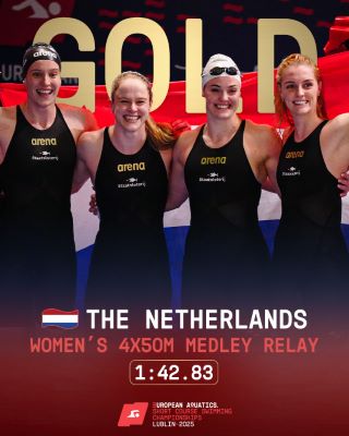 Goud op 4 x 50 vrij zesde gouden medaille voor Marrit Steenbergen
